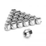 20 pcs 21mm height Open End Lug Nuts M12x1.5 M14x1.5 1/2-20, 9/16-18, (19mm) Hex , Cone Seat Car Wheel Nuts Sliver M12x1.5
