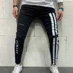 Meeste rebenenud elastsed v&auml;ikesed jalad Teksad Triibulised t&auml;hed Tr&uuml;kkimine Pantalones Teksad Hombre Meeste teksap&uuml;ksid Hip Hop 3XL must