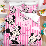 Miki Hiir Multifilm Minnie Tekikate Armas Tr&uuml;kitud Laste Pehme Hingav Voodipesu Eritellimusel Valmistatud Kodu Beebi Magamistuba Tekk EU Single(135*200cm)3pcs pink