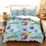 Pokemon Voodipesu Komplekt Multikas Anime Laste Magamistuba Tekikott Poiss T&uuml;druk Voodipesu &Uuml;hene Kahene Kuningas Pikachu Tekikott Kingitus EU Single(135*200cm)3pcs