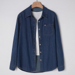 Vintage stiil K&otilde;rgetasemeline tunne Mugav istuvus Kihiline Vabaaja teksaspluus Kevadine Viimane teksajakk S denim sinine v&auml;rv