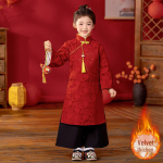 Laste talvine Hanfu komplekt: Soe pidulik riietus poistele ja t&uuml;drukutele Hiina stiilis 120cm