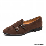 Uus Briti Trend Suede Nahast Monk Rihmaga Kingad Meestele Moodne Disainer Kleidi Formaalne Pulma Peo Jalan&otilde;ud Zapatos Hombre 38 pruun