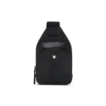 Montblanc Style 3.0 Seeria Kuusnurkne Valge T&auml;ht T&otilde;mblukuga Nahast Mini &Otilde;la Crossbody V&ouml;&ouml;kotid Meeste kotid Must 131758 Shopping Bag Set(Basic Set+Shopping Bag)