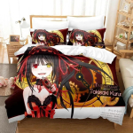 Uus Date A Live Tokisaki Kurumi Voodipesukomplekt &Uuml;he-, Kahe-, T&auml;is-, Kuninganna-, Kuninga suurusega Voodikomplekt T&auml;iskasvanud Laste Magamistuba Tekikottide Komplektid Anime EU single(135x200cm) black