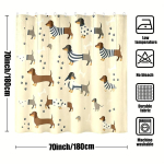 1 tk armsa taksikoera mustriga du&scaron;ikardin, 180x180cm, 12 konksu, kapriisne multifilmistiil, vastupidav pol&uuml;ester, moekas lemmiklooma- 120x180cm beige