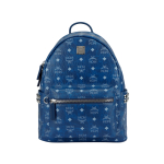 MCM Sinine Visetos Monogrammiga Seljakott N&otilde;elakujuliste Detailide ja H&otilde;bedase Riistvaraga Suur Reisi-P&auml;evakott Igap&auml;evaseks ja V&auml;litingimustes Kasutamiseks Basic Set (Bag+Dust Bag)