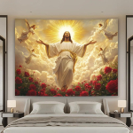 P&uuml;ha Valgus Jeesus Vaip Kirik Kapell P&uuml;hitsemine Elutuba Usuline Teema Elutoa Kaunistus Kristlik Esteetika Decora 150x200cm(60x80in) beige