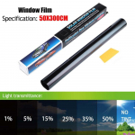 1 rull 50x3m must autoakna toonkile klaasikleebis VLT 1%-50% toonimine p&auml;ikese UV-kaitse kiled kleebiskiled esiklaasile 5 Percent Clear