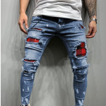 Meeste teksad Vabaaja Slim Fit V&auml;rviga pritsitud Rebenenud Kitsa s&auml;&auml;rega Meeste teksad Mood M sinine