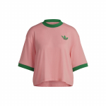 Adidas Originals V&auml;rviline Ikoonilise Logoga Tikitud &Uuml;mmarguse Kaelusega L&uuml;hikeste Varrukatega T-s&auml;rk Naiste Topid Roosa IB2061 XS