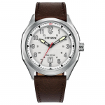 CITIZEN Eco-Drive Seeria 100 Meetrit Veekindel Kuup&auml;evan&auml;idik P&auml;ikeseenergia Kvarts Nahkrihm 41,2 mm Meeste K&auml;ekell Valge sihverplaat AW1890-19B valge