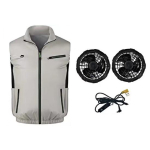 Ventilaatoriga vest reguleeritava tuulekiirusega V&otilde;imas topeltventilaatoriga jahutus Ergonoomiline disain Suvise kuumuse leevendus Jahutusvest 2XL hall