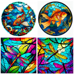 4 tk 5D DIY T&auml;isringikujuline Puurimine Teemantmaalimine Klaasist Kiil Koi Komplekt 30x30cm China Mainland