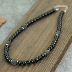 Uus Meeste Kaelakee Must Laava Oon&uuml;ks Obsidiaani Kivi 19 Tolli Choker Kaelakee Energia Jooga Meditatsioon Tervendav Ehted Kaelatarvikud gray