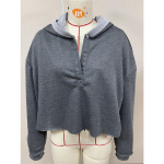 Moodne lahtine ja trendikas kapuutsiga pusero naistele kevadel ja s&uuml;gisel, naiste V-kaelusega pluus, pikkade varrukatega pullover S tuhahall v&auml;rv