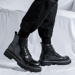 Briti stiilis meeste vabaaja ehtsast nahast saapad n&ouml;&ouml;ridega platvormkingad &auml;ri kontori kleit cowboy saapad must trend ankle botas 240 must