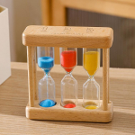 Puidust 1/3/5 Minuti Loovuse Ajakell Kolm-&uuml;hes Kombinatsioon Liivakell Ornament Laste L&otilde;bu Liivakell Kodu Kaunistus (multicolored,three-in-one) kirjud v&auml;rv