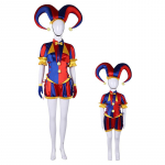 H&auml;mmastav digitaalne tsirkus Pomni Cosplay Kost&uuml;&uuml;m Naistele Meestele T&uuml;drukutele Poistele Klounikost&uuml;&uuml;m &Uuml;likond Halloweeni peo rollim&auml;ngu riided Child 110