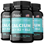 4-&uuml;hes kaltsiumilisand, kaltsium 600 mg, D3-vitamiin, K2-vitamiin ja B12-vitamiin 5000 IU 120*3