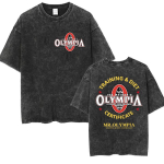 Vintage pestud Olympia j&otilde;usaal Fitness 60 m&auml;lestusp&auml;eva tr&uuml;kiga T-s&auml;rgid Meeste k&otilde;rge kvaliteediga moodne suur puuvillane T-s&auml;rk Streetwear L black