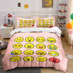 Emoji stiilis voodipesukomplekt Roosa voodipesu Tekikoti komplekt Tekikott Padjap&uuml;&uuml;rid (1 * Tekikott 2 * Padjap&uuml;&uuml;rid ilma tekikotita) 140x200cm yellow