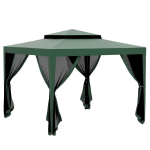 Aiatelk 3x3 m Gazebo 4 k&uuml;ljega s&auml;&auml;sev&otilde;rkudega Kahekordne katus 8 &auml;ravooluava Metallraam Roheline 297 x 297 x 268 cm