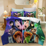 Hotel Transylvania Multikate Voodipesukomplekt Halloweeni Tekikate, 3D Prinditud Voodikate Laste Magamistuppa, 2/3 tk T&auml;is/Queen/King Suurus 135x200cm blue