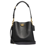 COACH Willow poleeritud kividest nahast &auml;mbrikott, kantav crossbody kott, &otilde;lakott keskmine naiste messing ja must C3916-B4BK Basic Set (Bag+Dust Bag) black
