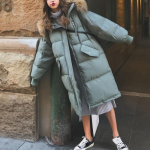 Parka s&uuml;gisene talvejope Naiste riided Vintage soe mantel Naiste naiste puuvillane sulejope soe paks pikk parkad Oversized S gray