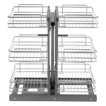 VEVOR Min 15 W Avanev Pime Nurga V&auml;ljat&otilde;mmatav Korraldaja, 3-korruseline 6-riiuliline K&ouml;&ouml;gikapi Korraldaja, Kroomitud S&uuml;sinikterasest Hoiukorv 42 x 26.5 x 9 cm