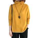 Naiste Top Stiilne Karusnahkse Kraega &Uuml;hev&auml;rvilised T-s&auml;rgid Pehme Mugav Pika Varrukaga Pullover S&uuml;giseks Talveks Top XL kollane