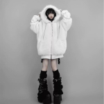S&uuml;gis Talvine &Uuml;le suuruse soe pehme valge kunstkarusnahast kasukas naistele kapuutsiga Harajuku mood kohev jakk Streetwear 2025 L valge