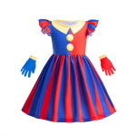 Pomni Halloweeni kost&uuml;&uuml;m lastele The Amazing Digital Circus tegelane Kleit Kindad ja pehmem&auml;nguasi Komplekt Cosplay peoks 110(3Y) red