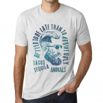 Meeste vintage T-s&auml;rk Graafiline T-s&auml;rk Tacos, Tequila ja Animals Vintage White XS anti-flash valge v&auml;rv