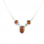 Les Tr&eacute;sors De Lily [N2792] - Collier argent 'Inspiration' ambre cognac (rhodi&eacute;) - 12x8 mm h&otilde;be