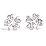 Les Tr&eacute;sors De Lily [N6906] &ndash; valged 4-leaf Clover h&otilde;bek&otilde;rvar&otilde;ngad (roodiumiga kaetud) &ndash; 10 mm h&otilde;be