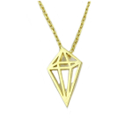 7bis [Q6153] &ndash; k&auml;sit&ouml;&ouml;na valmistatud Origami kaelakee (teemant) kuld &ndash; 14x8 mm kuld