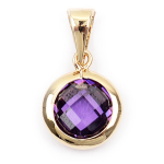 Les Tr&eacute;sors De Lily [Q9433] - Pendentif Plaqu&eacute; Or 'Linda' violet dor&eacute; - 10 mm lilla
