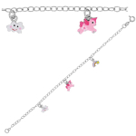 Les Tr&eacute;sors De Lily [R0410] - Bracelet artisanal enfant 'Licorne My Unicorn' blanc rose argent&eacute; S&B - 16 cm- 8x7 mm Heleroosa