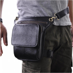 Meeste ehtsast nahast disainiga vabaaja Messengeri Crossbody Sling Bag Multifunktsionaalne moodne v&ouml;&ouml;kott Drop Leg Bag must