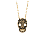 Les Tr&eacute;sors De Lily [R1155] - kullatud  Skull  kaelakee, must kuld - 16x11 mm must