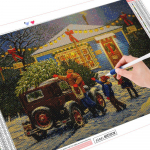 5D teemantmaali maja maastik Uus saabumine t&auml;isruudukujuline j&otilde;uluteemanttikandi komplekt j&otilde;ulukaunistus Full Round 20X30CM