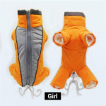 Praktiline jope paks kombinesoon koeramantel lumekost&uuml;&uuml;m lemmiklooma kutsikas koera riided kapuuts fliis talvine helkur soe Size:8(Girl) oranž