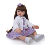 Pikkade juustega supernukk 24-tollised reborn nukud 60 cm riidest keha Realistlik printsessit&uuml;druku beebinukk lapsele s&uuml;nnip&auml;evaks j&otilde;ulukingitusteks 60 cm pruun