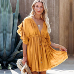 2022. aasta Bikiinikatted Valge tuunika Seksikas V-kaelusega liblikas varrukas, suvine rannariie Minikleit Suures suuruses naiste ujumistrikoo Cover Up D0 One Size punane