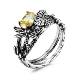 SACE GEMS Klassikaline loominguline Dragonfly Lotus vasesulamist tsirkoons&otilde;rmus Naiste ehted Pulmalubaduse peokingitus 6 kollane