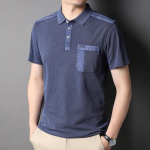 Puuvillased suvised meeste polos&auml;rgid Luksuslikud l&uuml;hikeste varrukatega &uuml;hev&auml;rvilised vabaaja &otilde;hukesed meeste topid Moodsad avara tikandiga meeste s&auml;rgid M sinine