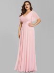 Ever-Pretty naiste suures suuruses kahekordne V-kaelusega &otilde;htupeokleit 5XL roosa