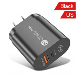 PD 12W USB laadija kiirlaadija 3.0 C-t&uuml;&uuml;pi seina mobiiltelefoni adapter EU USA &Uuml;hendkuningriigi pistik iPhone 13 12 Pro iPadile Huawei Xiaomi Samsung US-Black